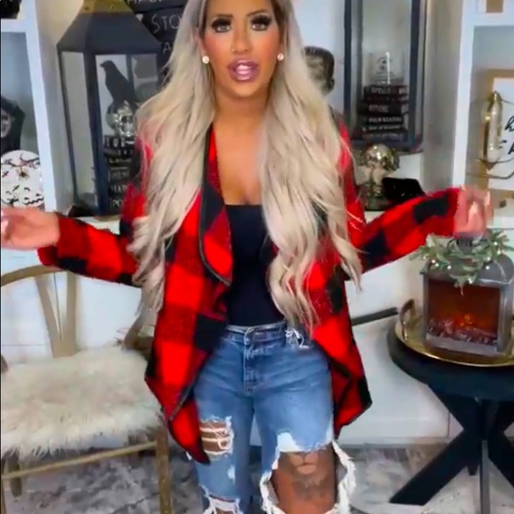 Boutique Jackets & Blazers - Open Plaid Jacket
